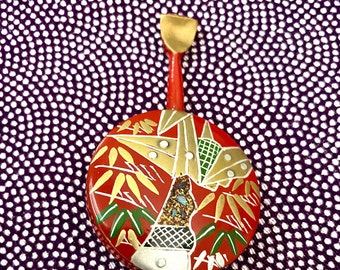 Vintage japanischer traditioneller Haarschmuck Kanzashi Haarstab/Nadel für Kimono „Tsuru“ (Kranich) und „Sasa“ Bambus mit Inlay