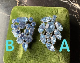 Your Choice Vintage Light Blue Rhinestone Fur Clip - A or B