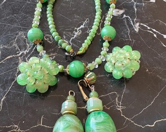 Destash Repurpose Repair Upcycle Lot of Vintage Jewelry Parts For Your Craft Project 816 (Green Marble Theme)