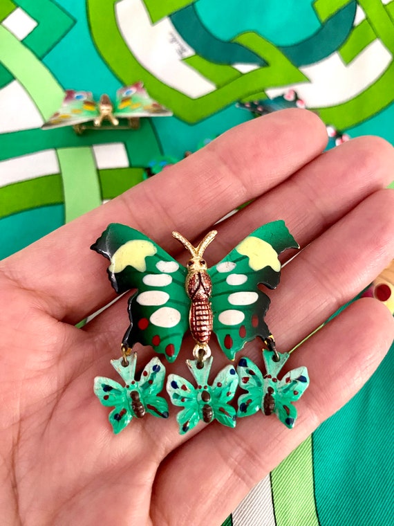 Vintage Colorful Butterfly Pins Set (5 pieces) - image 5