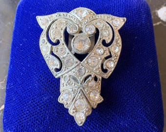 Vintage Art Deco Clear Rhinestone Dress Clip