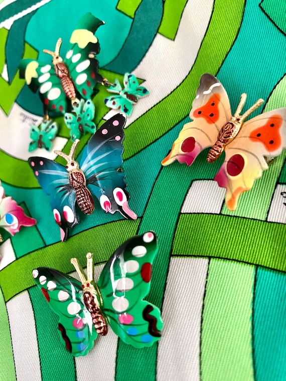 Vintage Colorful Butterfly Pins Set (5 pieces) - image 2