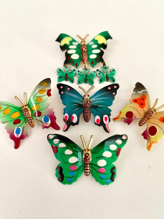 Vintage Colorful Butterfly Pins Set (5 pieces) - image 8