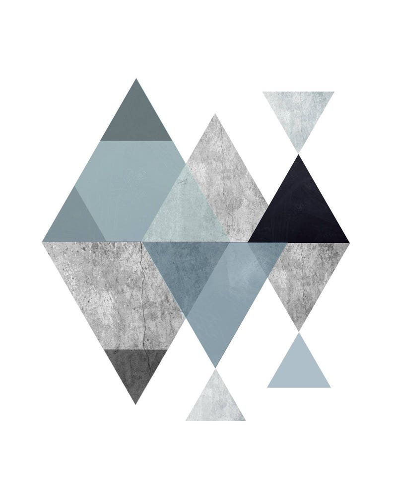 Grey Geometric Wall Art Triptych Set of 3 Prints Minimalist Etsy