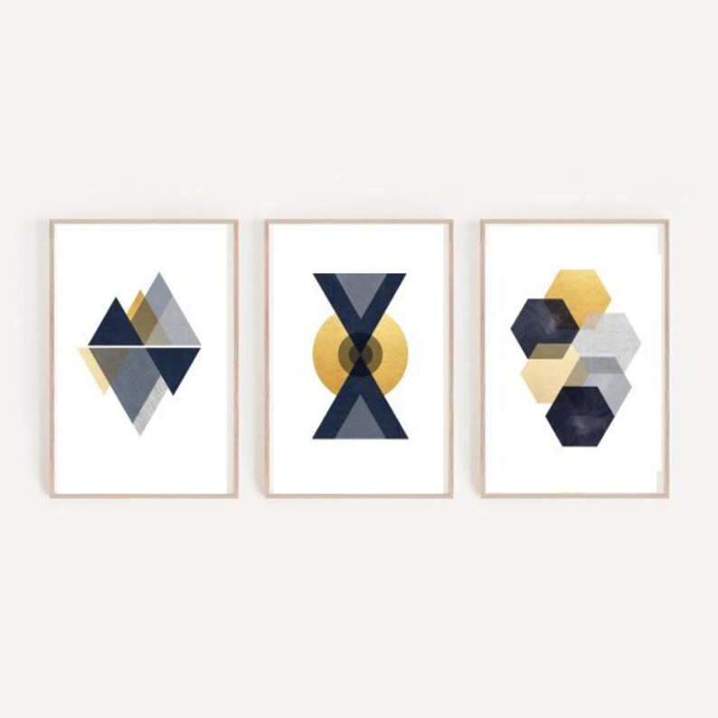 Modern Scandi Art Set of Prints Geometric Wall Prints Etsy
