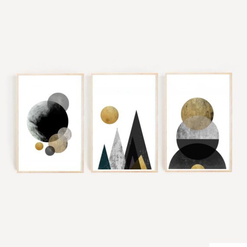 Modern Minimalist Art Triptych Set of 3 Prints Geometric Etsy