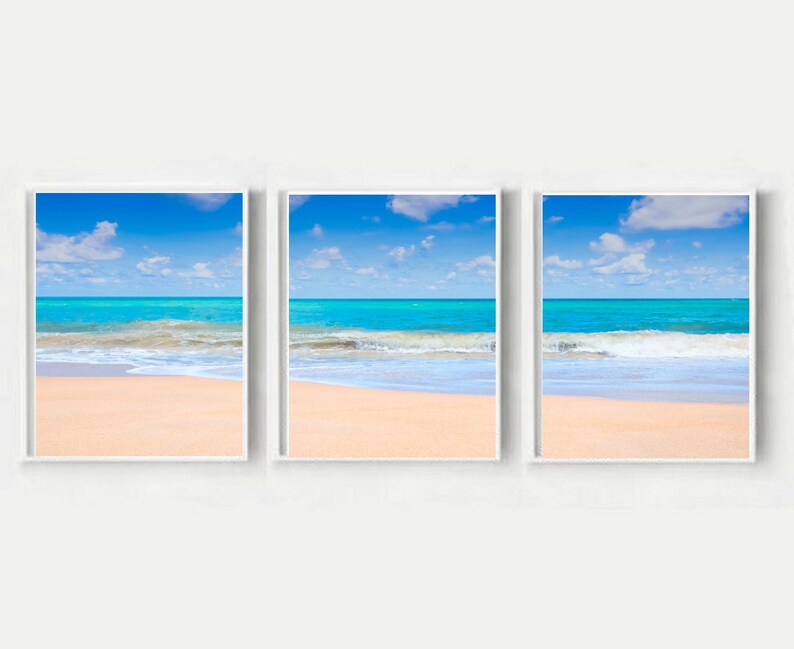 Coastal Prints Set Of Three Beach Wall Art Sea Prints Etsy