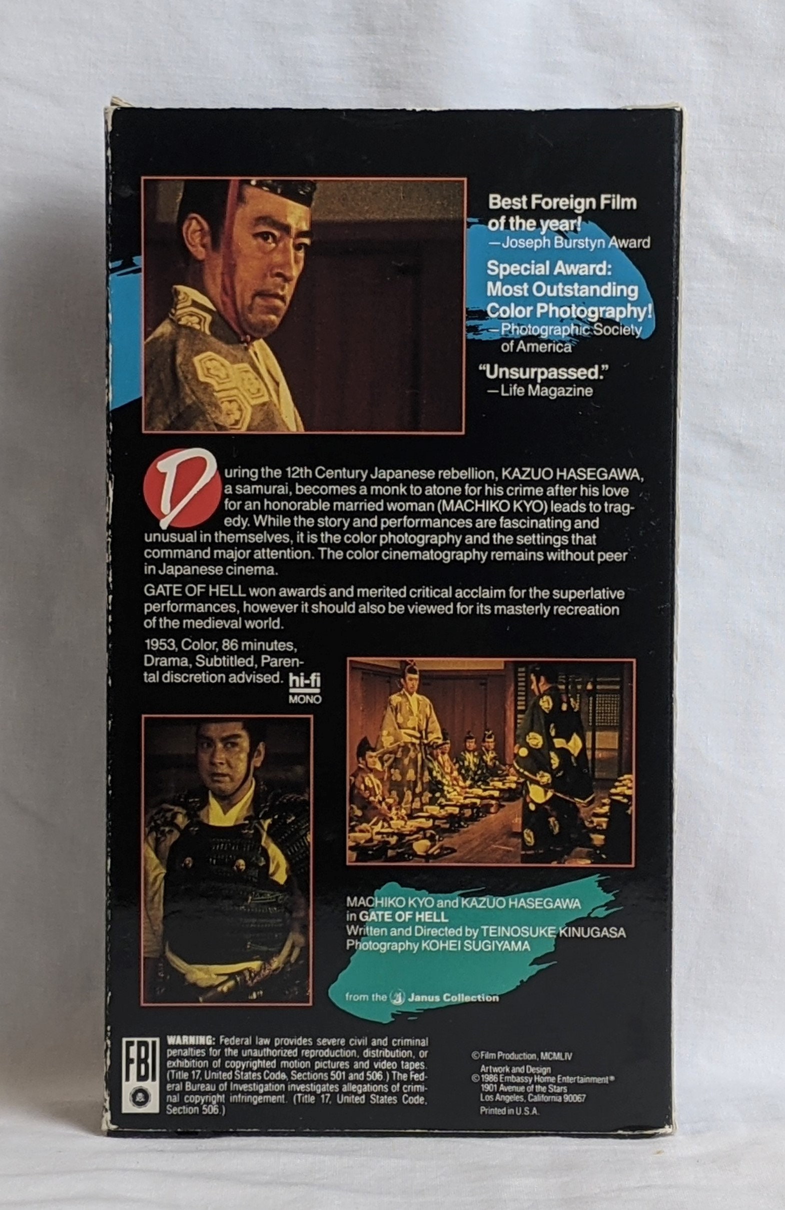 Gates, Of, Hell, VHS, Video, Film, Academy, Award, Winner, Samurai