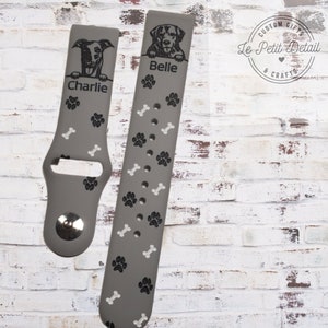 Custom dog breed watch band / personalized pet strap / 20mm and 22mm image 1