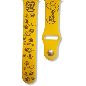 Pooh Watch Band / Winnie hunny bees / Engraved Strap Band image 3