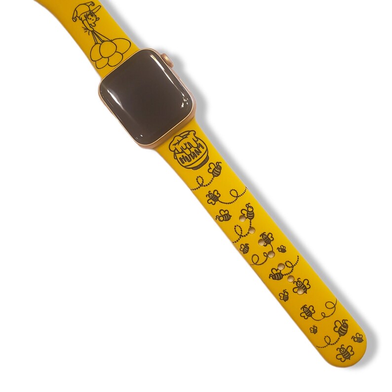 Pooh Watch Band / Winnie hunny bees / Engraved Strap Band image 2