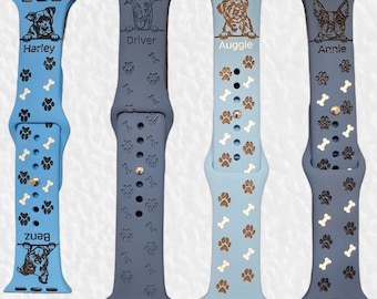 Custom dog breed watch band / personalized pet strap / Memorial Dog watch band / Compatible with Apple watch