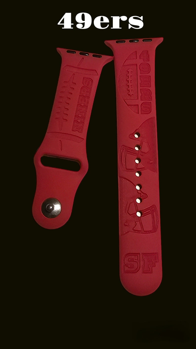 49ers Watch Band / Any Team Football Engraved / Personalized Super Bowl Fan / Silicone Band image 2