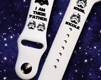 I am their father watch band / Personalized with names / Family watch band / Silicone Band / Star Wars, apple compatible watch band