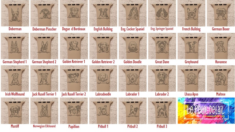 May include: A grid of 24 images showing different dog breeds. Each image is a close-up of a dog's face, with the dog's name printed below the image.