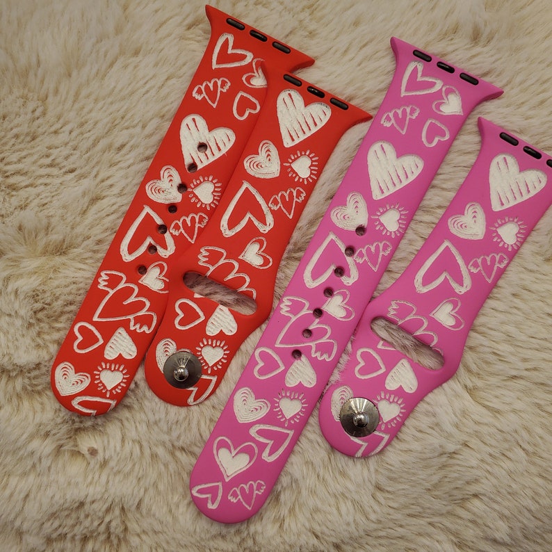 Hearts Watch Band / Hearts / Love / Silicone Watch band image 3