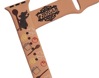 Ratatouille Watch Band / Remy's Kitchen / Engraved / Silicone Strap