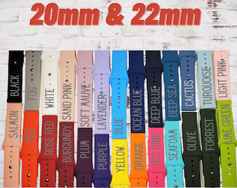 Create your own watch band / 20mm / 22mm / Engraved / Personalized / Silicone Band