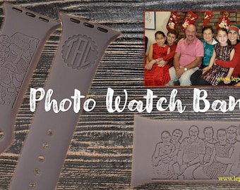 Photo Watch Band / Family Watch Band / Silicone Band / Engraved / Custom Photo / Monogram