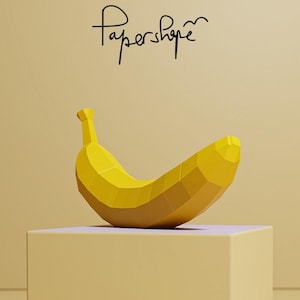 3D Papercraft Banana Printable PDF Template Low‑Poly Paper Model Tropical Fruit Decor