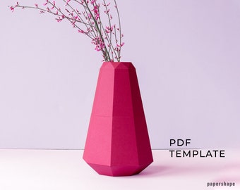 Paper Vase, Papercraft vase sleeve, Mothersday Gift from daughther, PDF Template, DIY Gift Love, Valentines Day deco