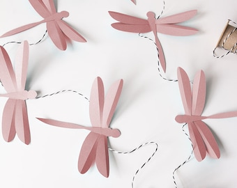 Libélula de papel para pared, Libélula 3D, Plantilla PDF