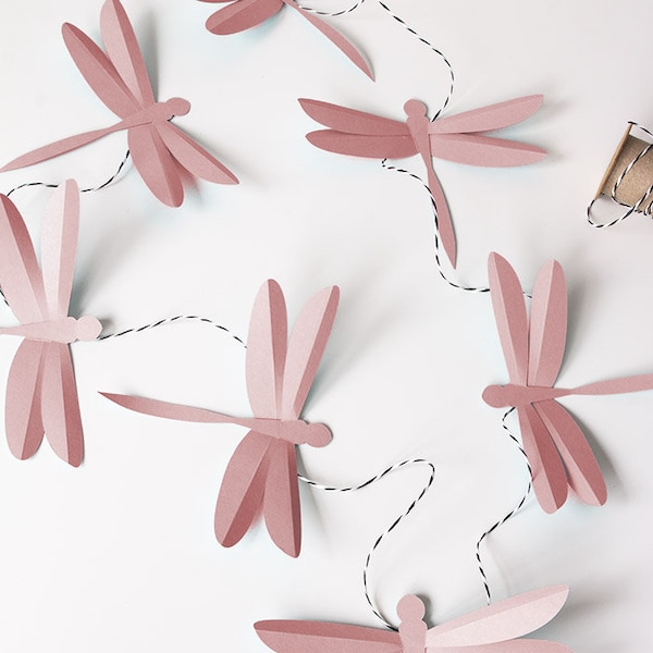 Paper Dragonfly for Wall, 3D Dragonfly, PDF Template