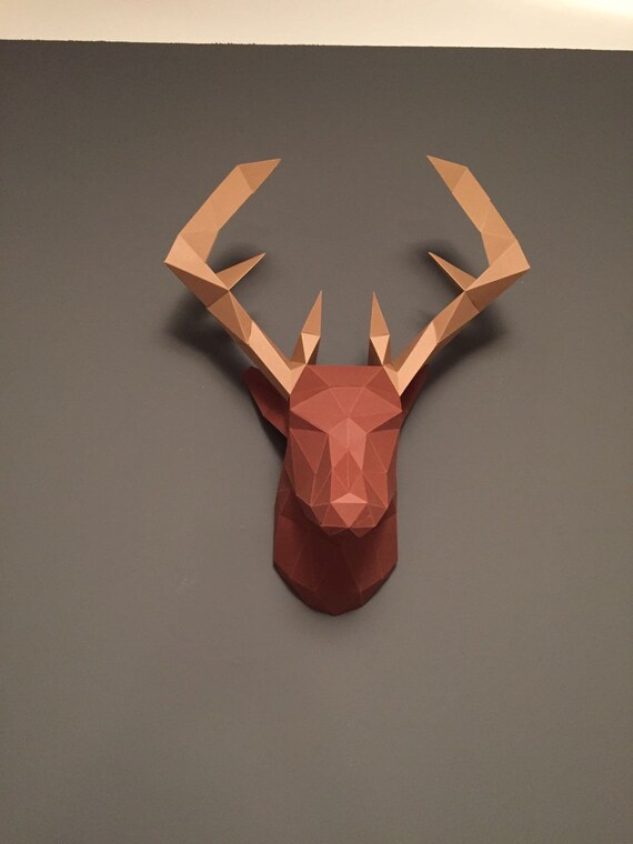 Papercraft Diy Kit Hirsch Kopf Cerf Origami Papier Hirsch Kopf 3d Wandpapier Trophäe 3d Origami Hirsch Papier Trophäe Kits Tierkopf
