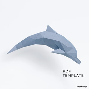 Papercraft delfín, Papercraft Delfin, Plantilla PDF Papercraft, Escultura de papel, Low Poly, Regalo delfín