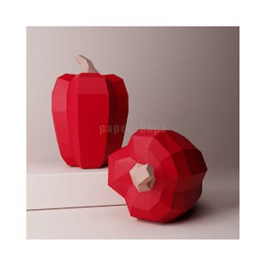Paper Bell Pepper, 3D Papercraft Capsicum, Low Poly Paper Pepper, PDF template, Paper food