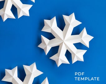 Snowflake ornaments, 3d papercraft snowflakes, Christmas snowflakes decoration, download PDF template, Paper snowflake SVG , Papershape