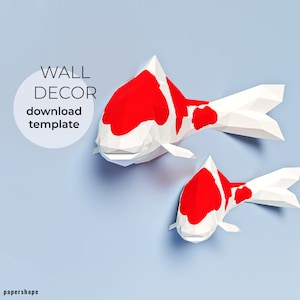 Papercraft Koi Carp, Large Mouth Bass Jumping Fish, Papercraft 3D PDF Template