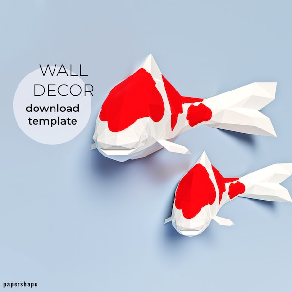 Papercraft Koi Carp, Large Mouth Bass Jumping Fish, Papercraft 3D PDF Template