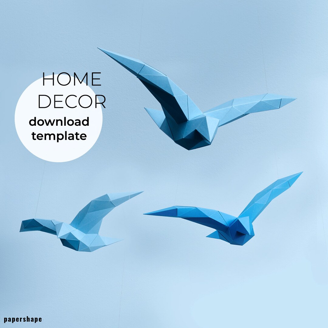 Papercraft Birds, Swallows on the Fly, Download PDF Template Papershape