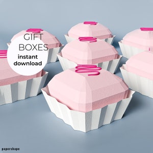 Praline Party Favor Box, Papercraft Printable PDF Template