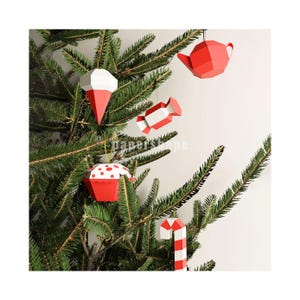 Paper Ornament Set, Christmas Tree Paper Ornament, Paper Christmas Ornament Templates, 3D Paper Craft, Paper Bauble, Pdf Template
