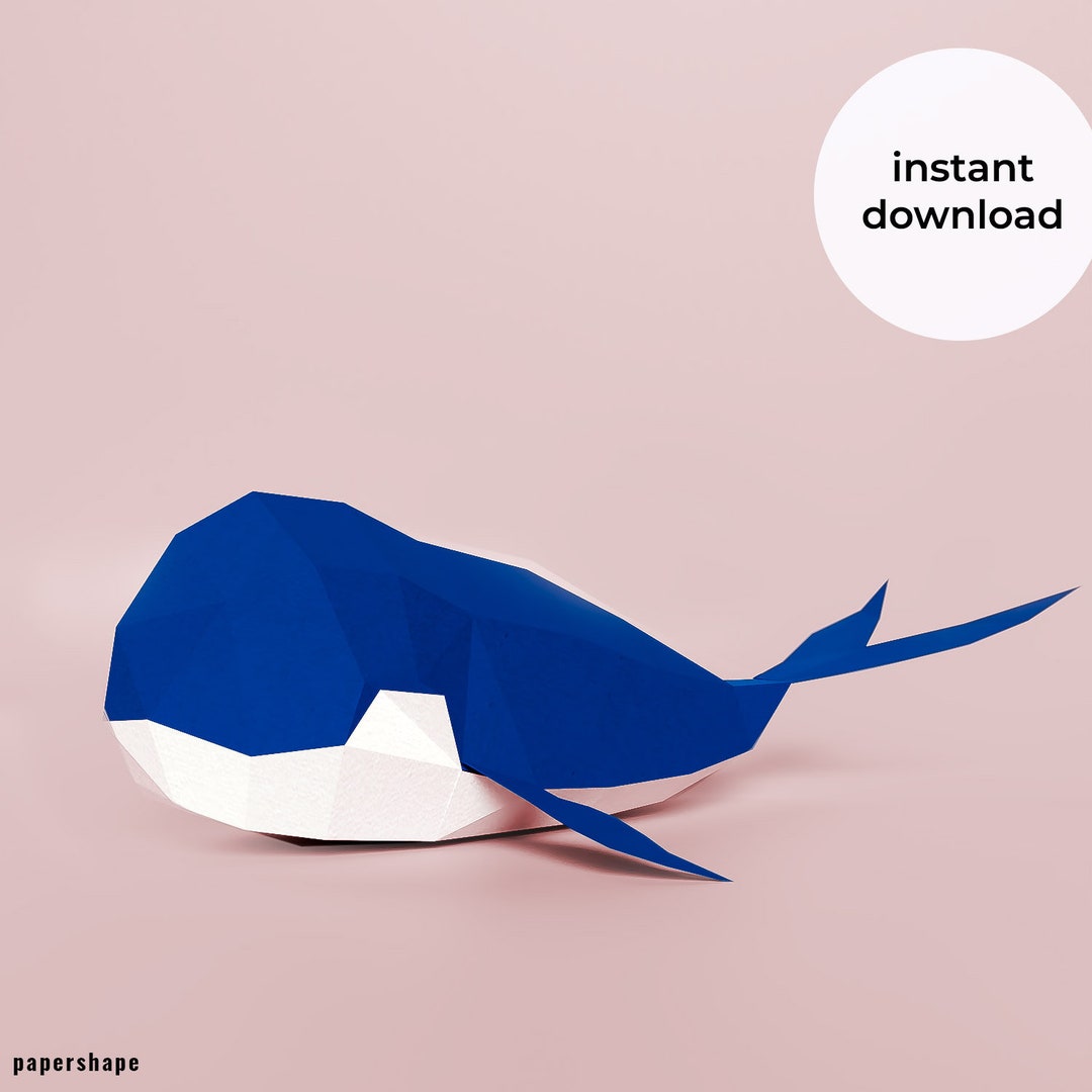 Papercraft Whale, Paper Whale Model, 3D PDF Template Etsy