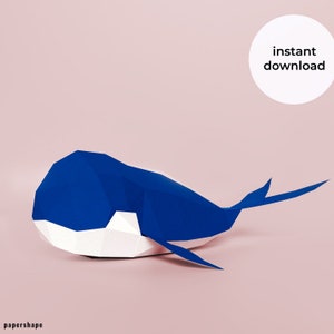 Papercraft Whale, Paper whale model, 3D PDF Template