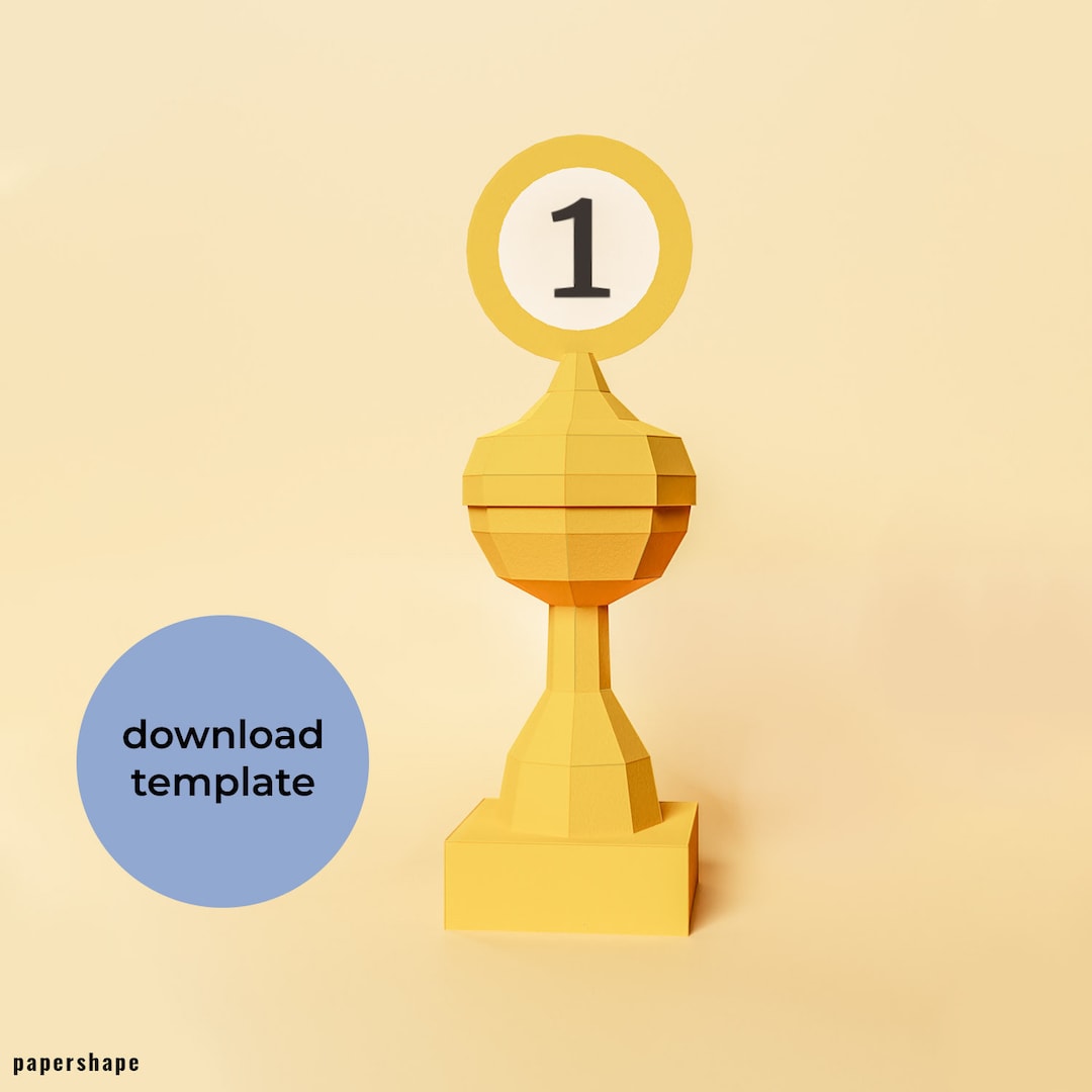 Papercraft Trophy Cup PDF Template Sports Paper Cup Trophy Etsy