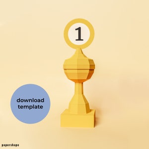 Modèle PDF de coupe de trophée Papercraft - Trophée de coupe de papier de sport
