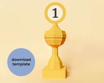 ペーパークラフト トロフィー カップ PDF テンプレート - スポーツ ペーパー カップ トロフィー