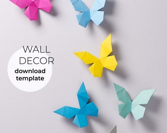 Mariposas de papel para pared, mariposa 3D, plantilla PDF