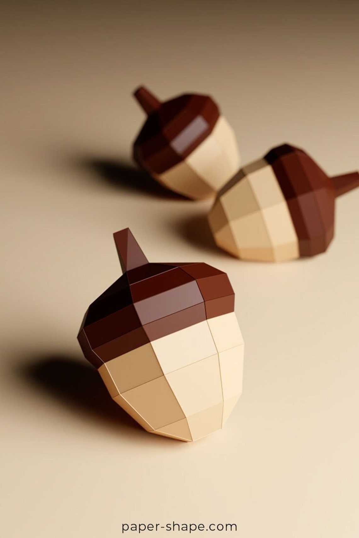 Big Acorns Paper Craft Digital Template Origami PDF - Etsy