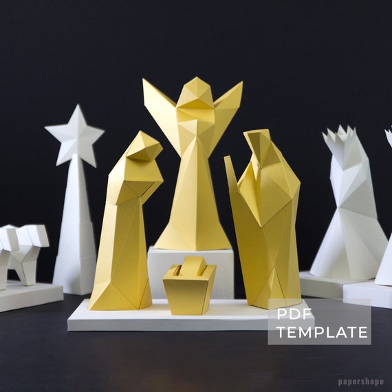 Nativity Scene Nativity Set Nativity Advent Calendar Download Pdf Template Papercraft Christmas Diy Christmas Nativity Papershape