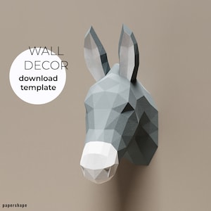 Papercraft Donkey, Paper Mule Model, PDF Template