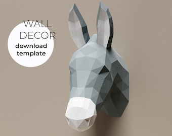 Papercraft Donkey, Paper Mule Model, PDF Template