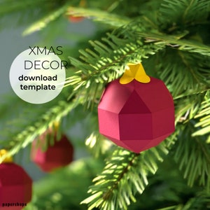 Paper Ornaments for Christmas, DIY Christmas Ornaments, 3D PDF SVG template - Papershape