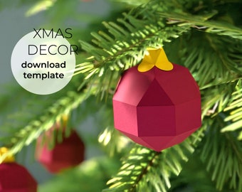 Paper Ornaments for Christmas, DIY Christmas Ornaments, 3D PDF SVG template - Papershape