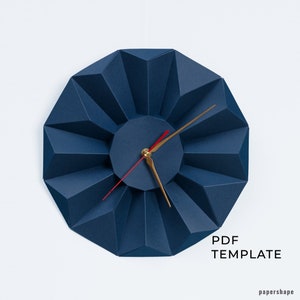 Horloge murale moderne, Décoration murale Origami, Horloge minimaliste, Télécharger PDF, Horloge DIY, Décoration murale unique, Papershape