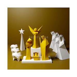 Natività di Natale, set da gioco per la natività in carta, scarica il modello PDF, decorazione natalizia in carta 3D